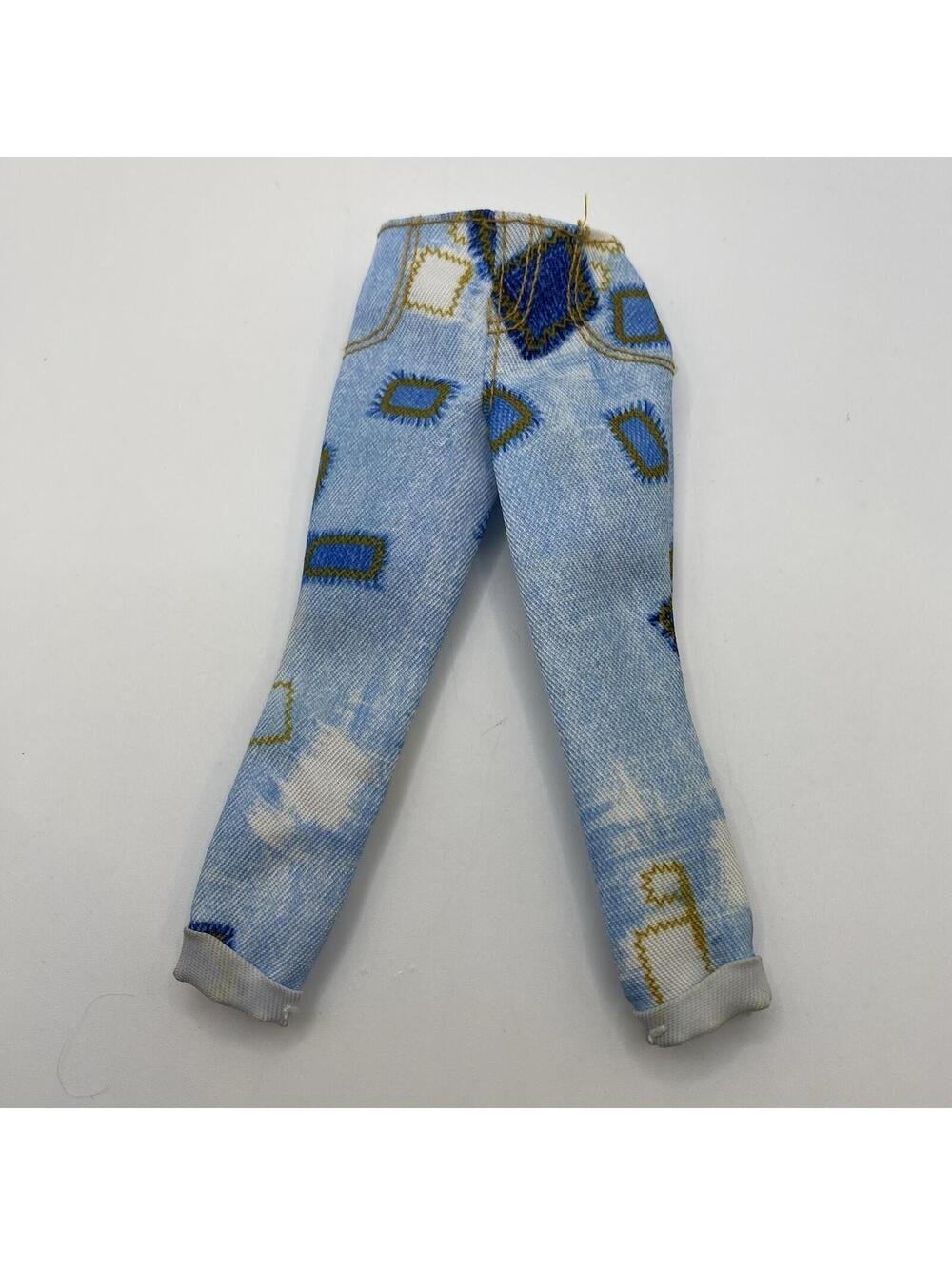 Barbie Fashion Doll Patchwork Jeans Light Wash Denim Outfit B20